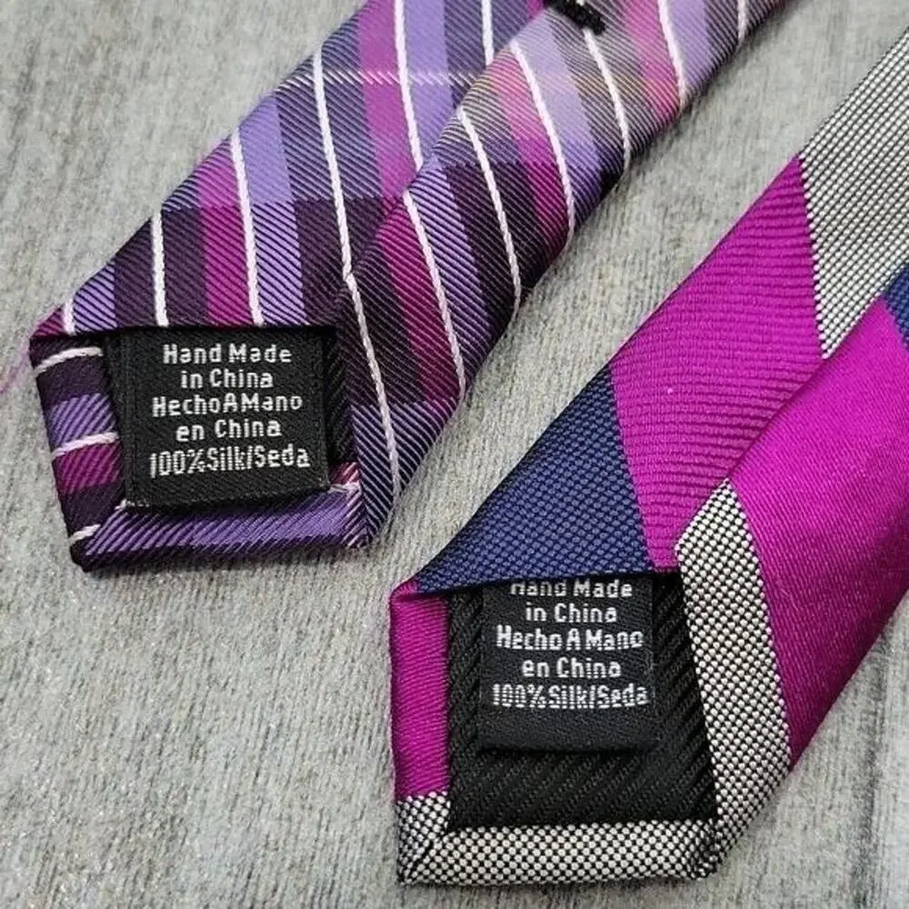 Ben Sherman Purple Striped & Plaid 100% Silk Men's Slim Necktie Bundle